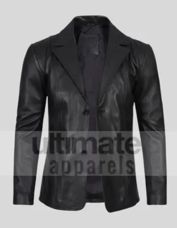 Men's Notch Lapel Padded Black Leather Coat