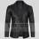 Men's Notch Lapel Padded Black Leather Coat