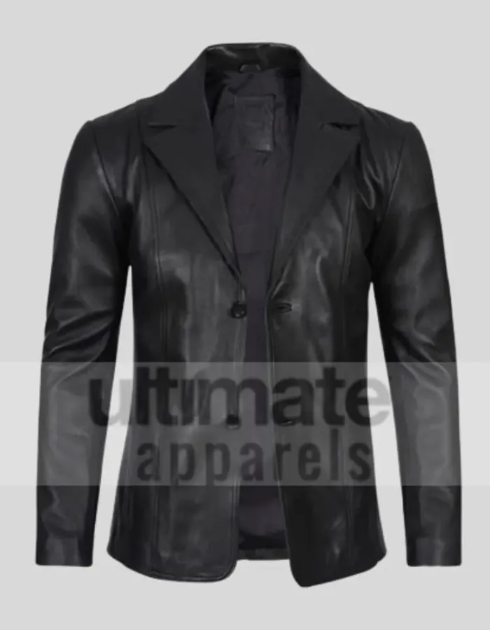 Men's Notch Lapel Padded Black Leather Coat Men's Notch Lapel Padded Black Leather Coat