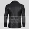 Men's Notch Lapel Padded Black Leather Coat