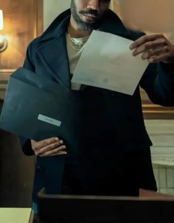 Mr. and Mrs. Smith Donald Glover Black Wool Coat