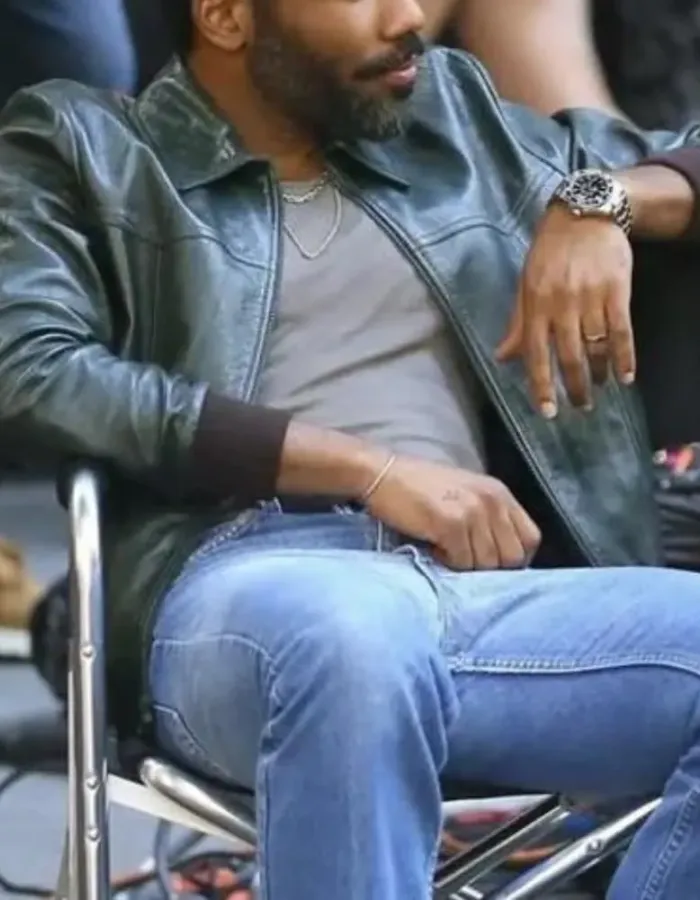 Mr. and Mrs. Smith 2024 Donald Glover Black Leather Jacket