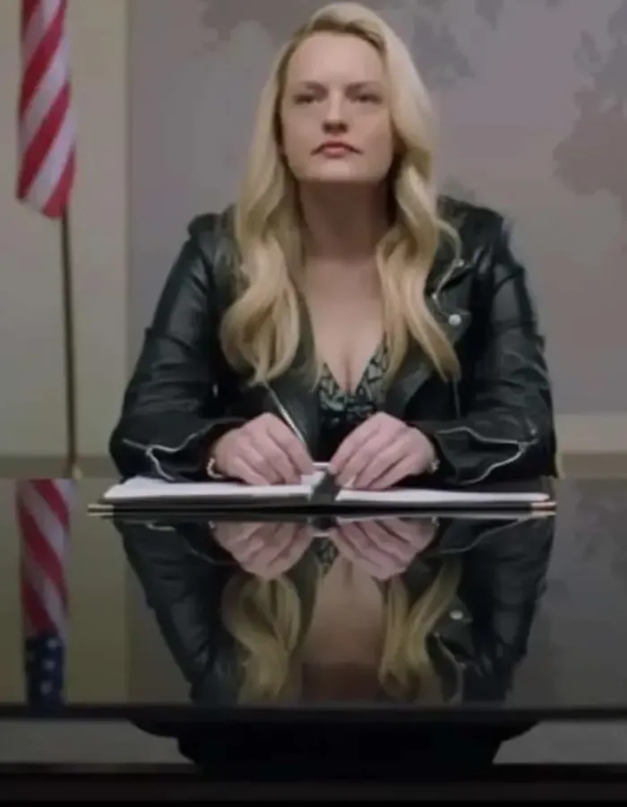 Next Goal Wins Elisabeth Moss Black Leather Jacket Next Goal Wins Elisabeth Moss Black Leather Jacket