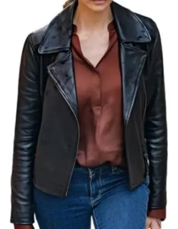 The Bricklayer 2024 Nina Dobrev Black Leather Jacket