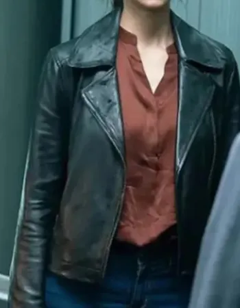 The Bricklayer 2024 Nina Dobrev Black Leather Jacket