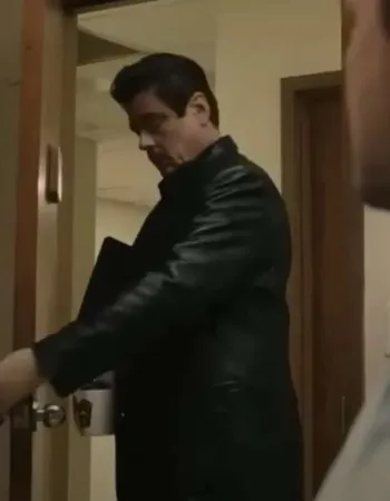 Reptile 2023 Benicio Del Toro Black Leather Blazer Reptile 2023 Benicio Del Toro Black Leather Blazer