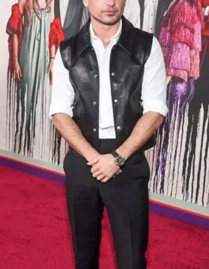 Saltburn Barry Keoghan Black Leather Vest Saltburn Barry Keoghan Black Leather Vest