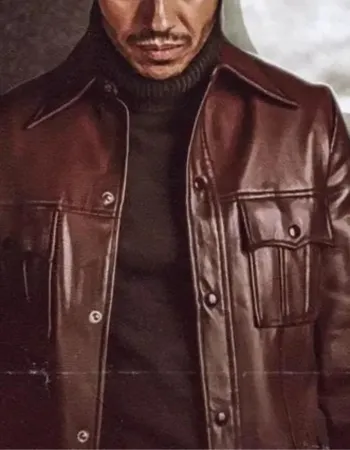 The Sacrifice Game 2023 Mena Massoud (Jude) Brown Leather Jacket