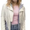 Totally Killer 2023 Kiernan Shipka Fringe Leather Jacket Totally Killer 2023 Kiernan Shipka Fringe Leather Jacket