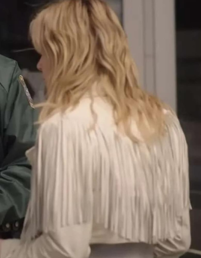 Totally Killer 2023 Kiernan Shipka Fringe Leather Jacket Totally Killer 2023 Kiernan Shipka Fringe Leather Jacket