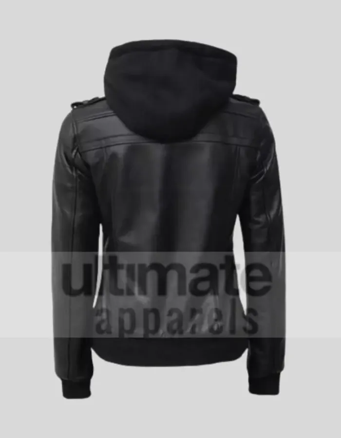 Women's Black Biker Leather Bomber Jacket Women's Black Biker Leather Bomber Jacket