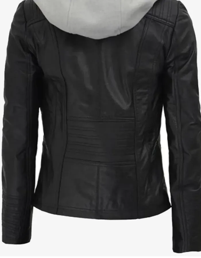 Gloria Womens Slim-fit Black Leather Jacket Gloria Womens Slim-fit Black Leather Jacket