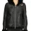 Grace Womens Hooded Black Leather Shearling Jacket