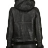 Grace Womens Hooded Black Leather Shearling Jacket