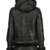 Grace Womens Hooded Black Leather Shearling Jacket Grace Womens Hooded Black Leather Shearling Jacket