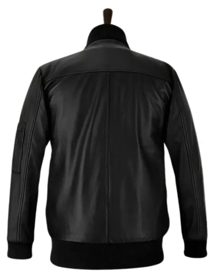 EMINEM BLACK LEATHER BOMBER JACKET