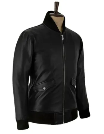 EMINEM BLACK LEATHER BOMBER JACKET
