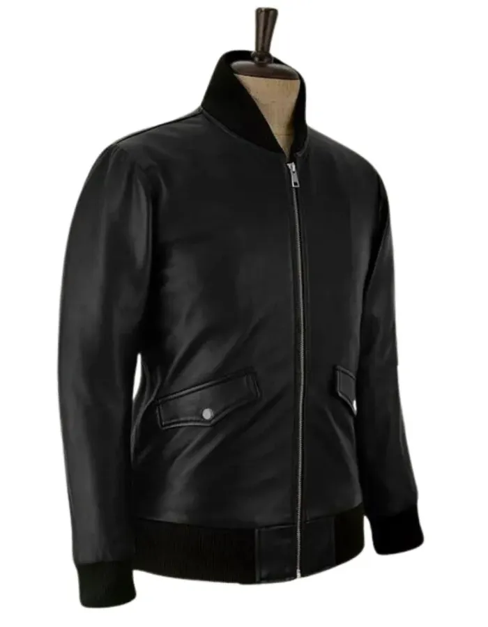 EMINEM BLACK LEATHER BOMBER JACKET