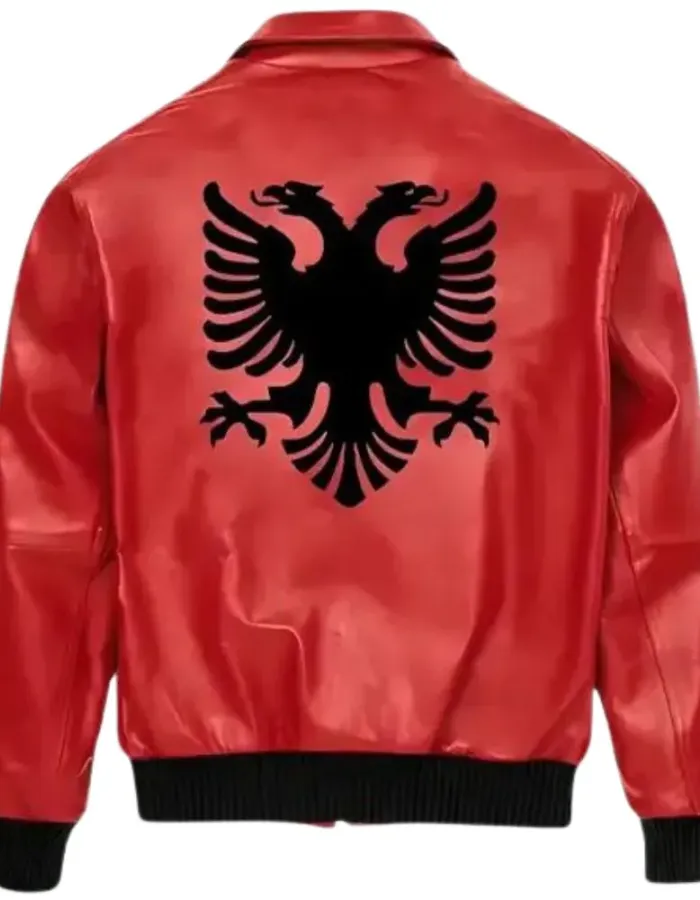 Drake Albanian Flag Red Leather Jacket