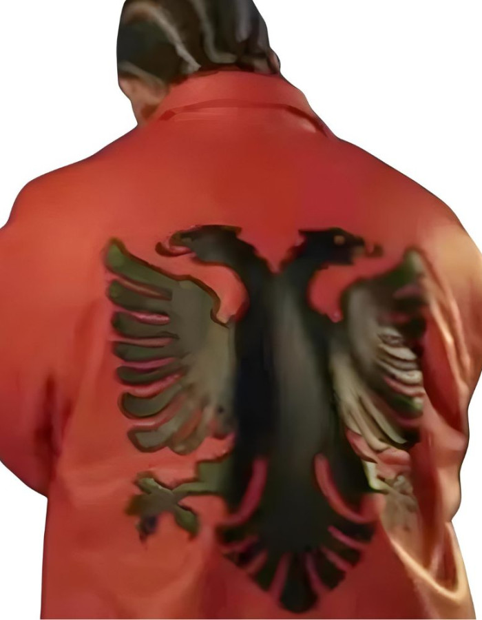 Drake Albanian Flag Red Leather Jacket Drake Albanian Flag Red Leather Jacket