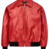 Drake Albanian Flag Red Leather Jacket Drake Albanian Flag Red Leather Jacket