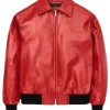 Drake Albanian Flag Red Leather Jacket