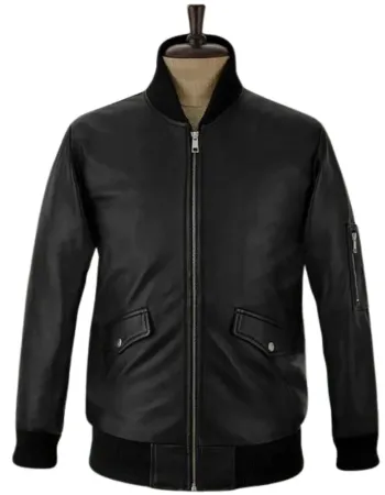 EMINEM BLACK LEATHER BOMBER JACKET