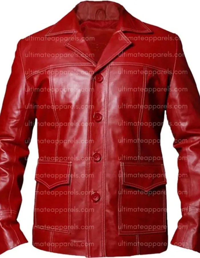 Fight Club Brad Pitt Tyler Durden Red Leather Jacket Fight Club Brad Pitt Tyler Durden Red Leather Jacket