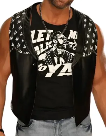 LA Knight WWE Smackdown Black Leather Vest
