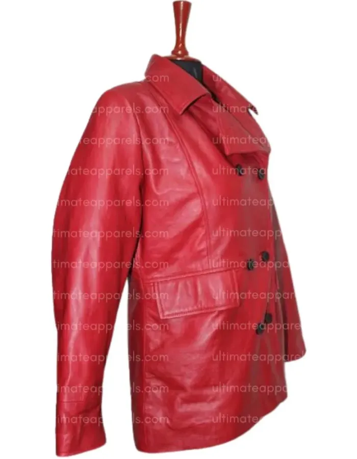 Madame Web 2024 Dakota Johnson (Madame Web) Maroon Leather Coat