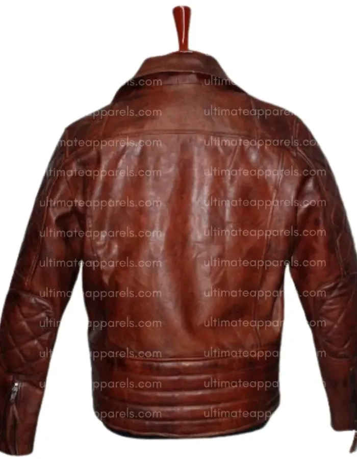MEN QUILTED ASYMMETRICAL BIKER LEATHER JACKET