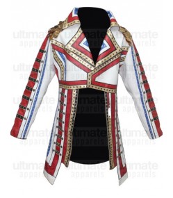 WWE Cody Rhodes White Military Leather Coat WWE Cody Rhodes White Military Leather Coat