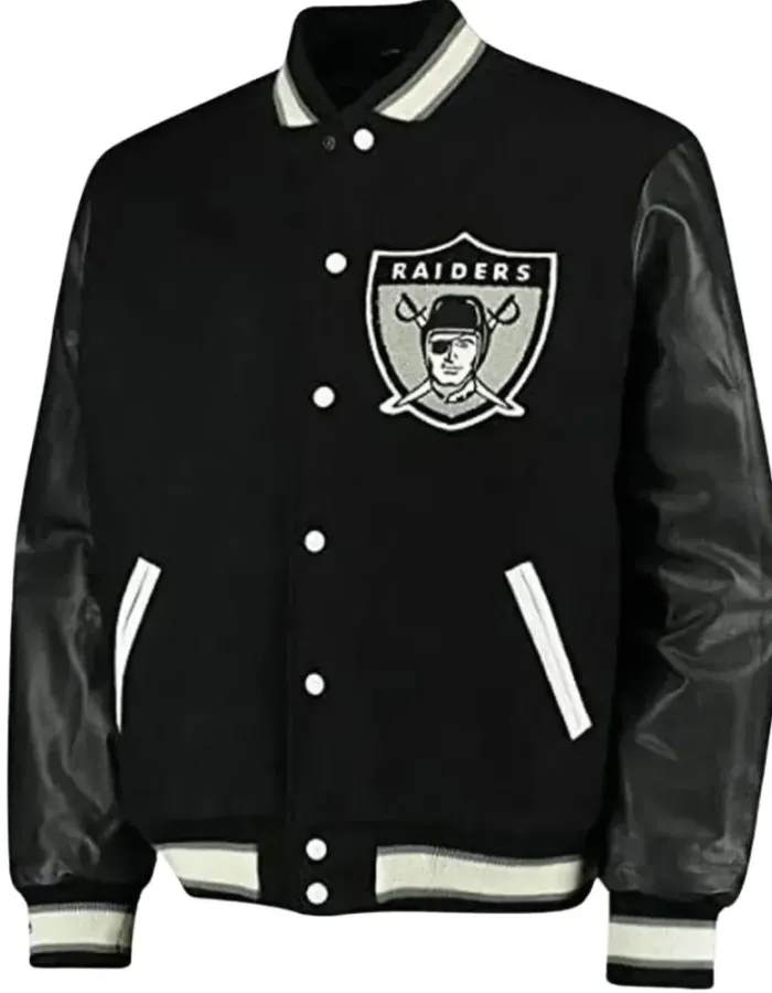 Las Vegas Raiders Black Wool Varsity Jacket Las Vegas Raiders Black Wool Varsity Jacket