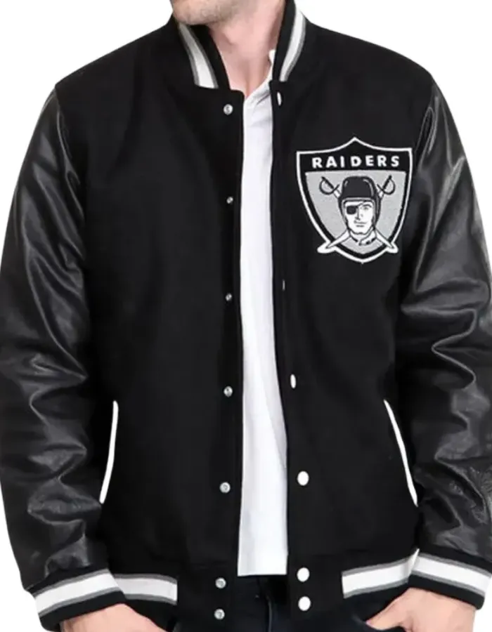 Las Vegas Raiders Black Wool Varsity Jacket Las Vegas Raiders Black Wool Varsity Jacket