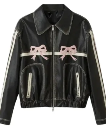 Diddi Moda Pink Ribbon Leather Jacket