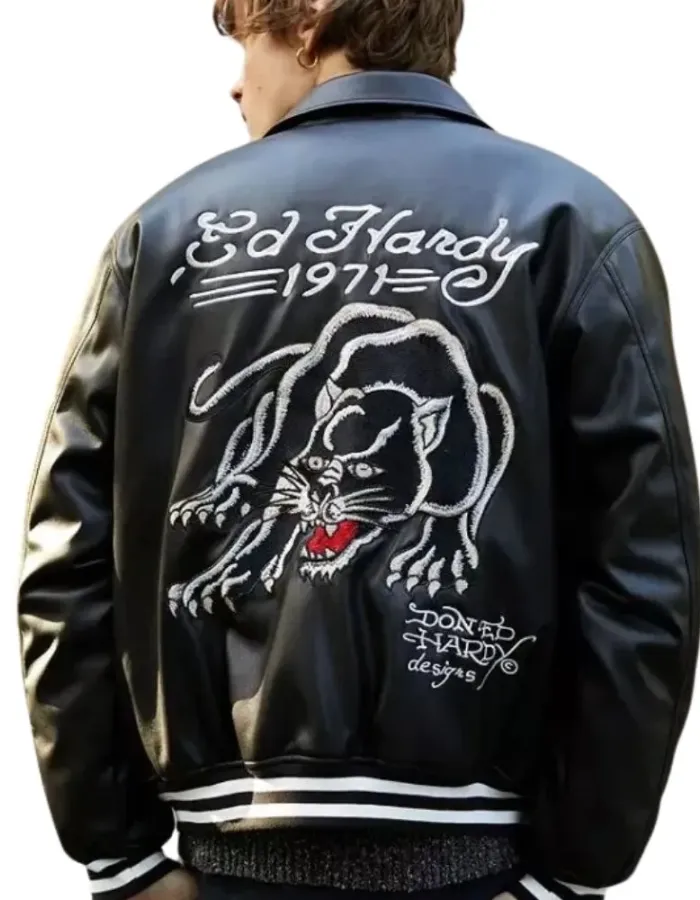 Ed Hardy Bomber Leather Jacket