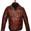 MEN QUILTED ASYMMETRICAL BIKER LEATHER JACKET