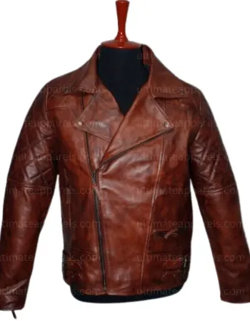 MEN QUILTED ASYMMETRICAL BIKER LEATHER JACKET