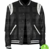 BLACK AND WHITE LEATHER VARSITY LETTERMAN JACKET