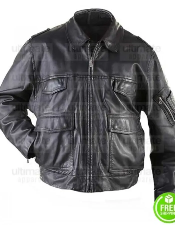 German Military Surplus Police Cop Leather Jacket German Military Surplus Police Cop Leather Jacket