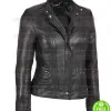 LADIES BLACK MOTORCYCLE BIKER LEATHER JACKET
