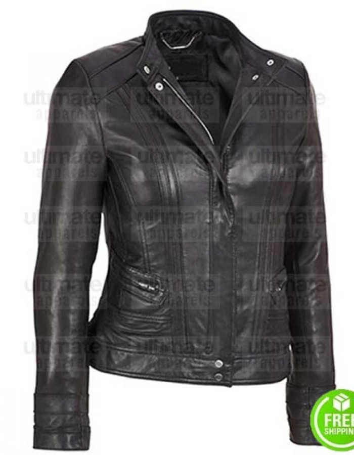 LADIES BLACK MOTORCYCLE BIKER LEATHER JACKET LADIES BLACK MOTORCYCLE BIKER LEATHER JACKET