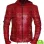 RED SLIM FIT HOODED LEATHER JACKET