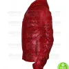 RED SLIM FIT HOODED LEATHER JACKET RED SLIM FIT HOODED LEATHER JACKET