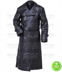 WW2 German Gestapo Black Trench Leather Coat