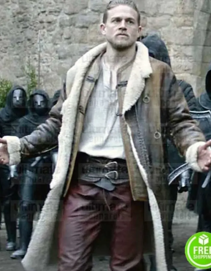 KING ARTHUR LEGEND OF THE SWORD CHARLIE HUNNAM (ARTHUR) LEATHER COAT