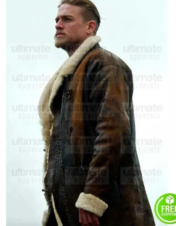 KING ARTHUR LEGEND OF THE SWORD CHARLIE HUNNAM (ARTHUR) LEATHER COAT