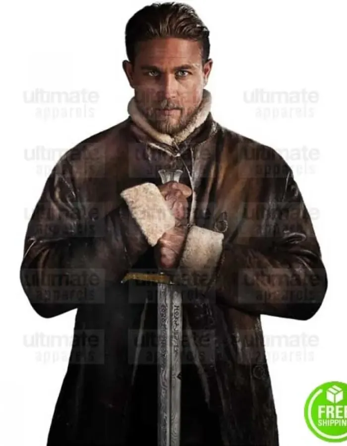 KING ARTHUR LEGEND OF THE SWORD CHARLIE HUNNAM (ARTHUR) LEATHER COAT