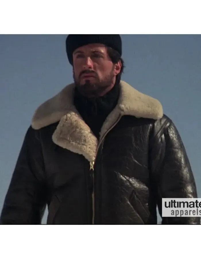 Rocky 4 Sylvester Stallone Rocky Balboa Bomber Shearling Leather Jacket Rocky 4 Sylvester Stallone Rocky Balboa Bomber Shearling Leather Jacket