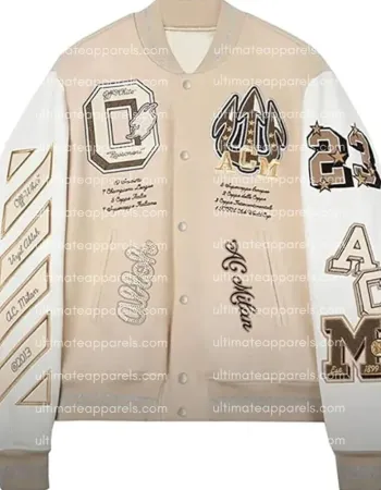 Men AC Milan Off White Bomber Jacket